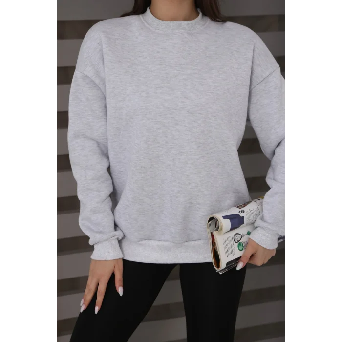 ÜÇ İPLİK ŞARDONLU BİSİKLET YAKA SWEATTSHİRT