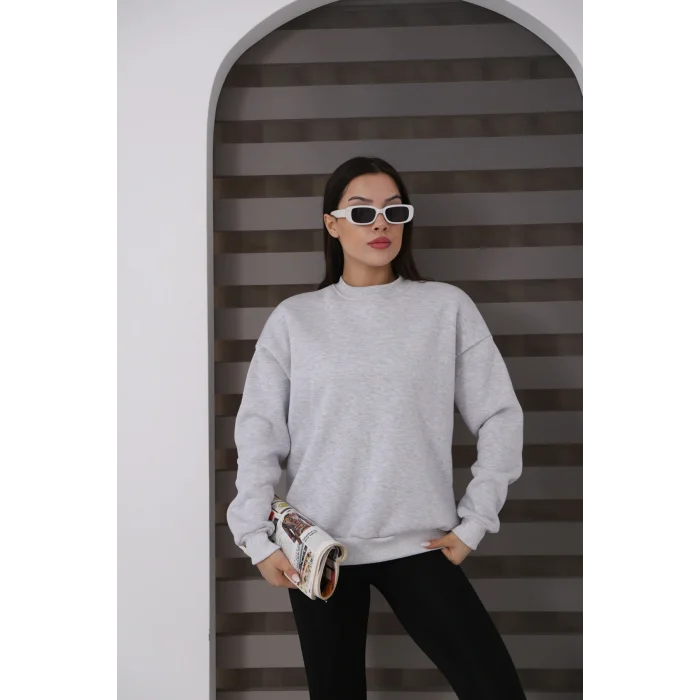 ÜÇ İPLİK ŞARDONLU BİSİKLET YAKA SWEATTSHİRT