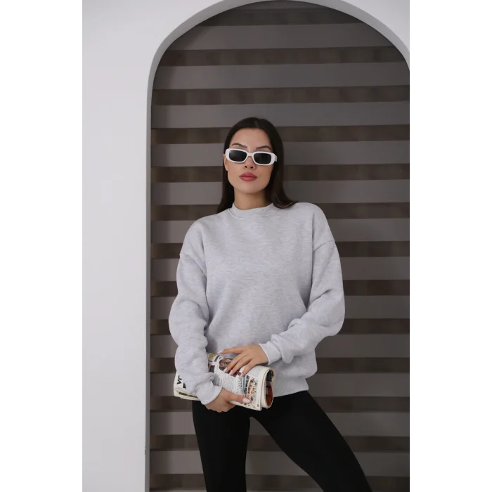 ÜÇ İPLİK ŞARDONLU BİSİKLET YAKA SWEATTSHİRT