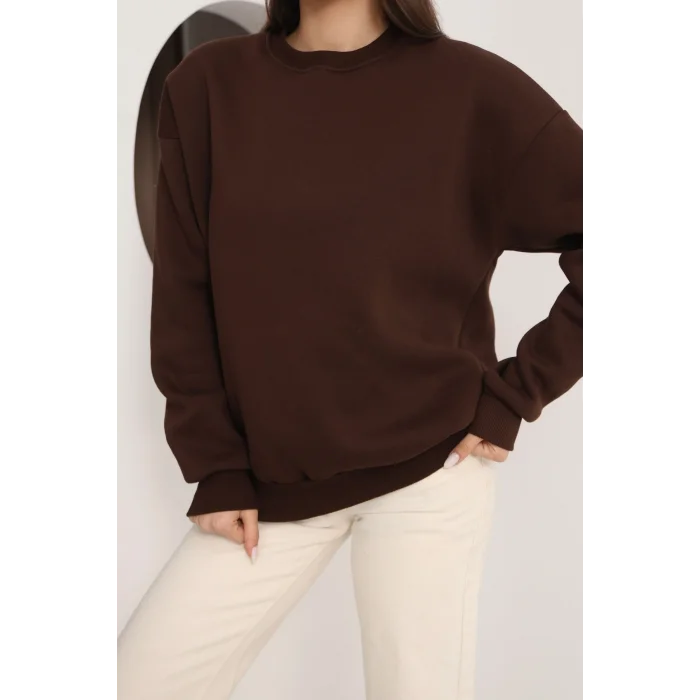 ÜÇ İPLİK ŞARDONLU BİSİKLET YAKA SWEATTSHİRT