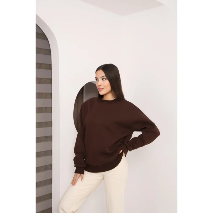 ÜÇ İPLİK ŞARDONLU BİSİKLET YAKA SWEATTSHİRT