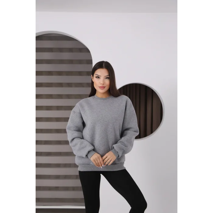 ÜÇ İPLİK ŞARDONLU BİSİKLET YAKA SWEATTSHİRT