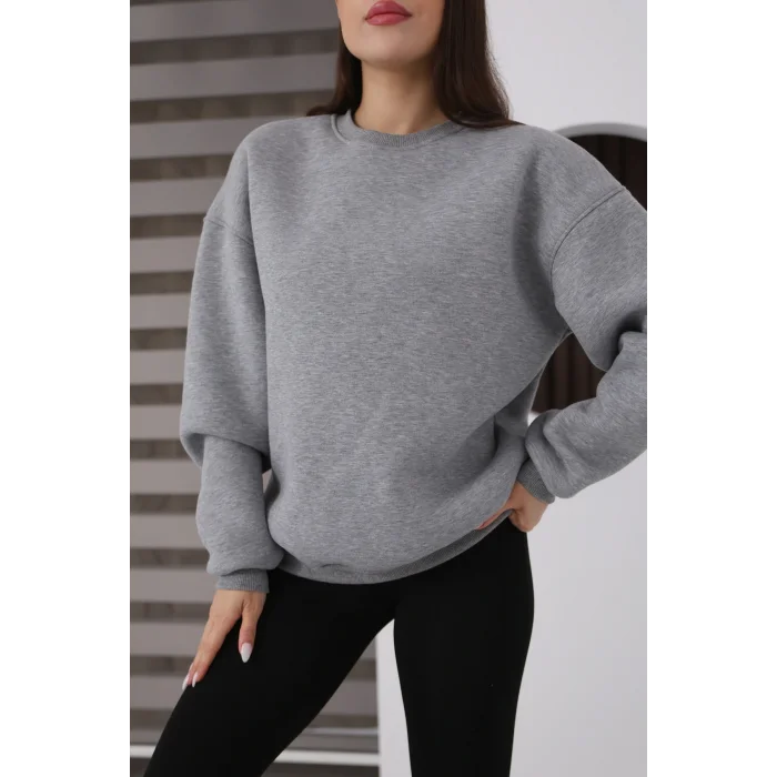 ÜÇ İPLİK ŞARDONLU BİSİKLET YAKA SWEATTSHİRT