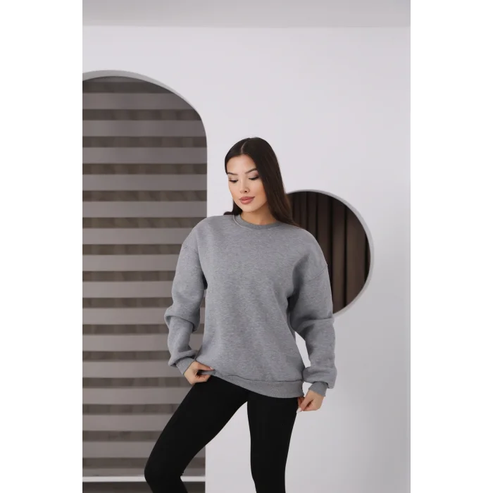 ÜÇ İPLİK ŞARDONLU BİSİKLET YAKA SWEATTSHİRT