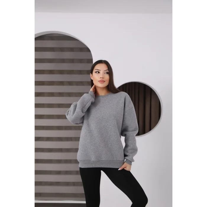 ÜÇ İPLİK ŞARDONLU BİSİKLET YAKA SWEATTSHİRT