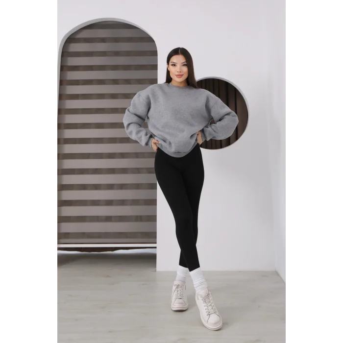 ÜÇ İPLİK ŞARDONLU BİSİKLET YAKA SWEATTSHİRT