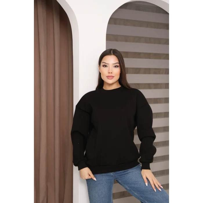 ÜÇ İPLİK ŞARDONLU BİSİKLET YAKA SWEATTSHİRT