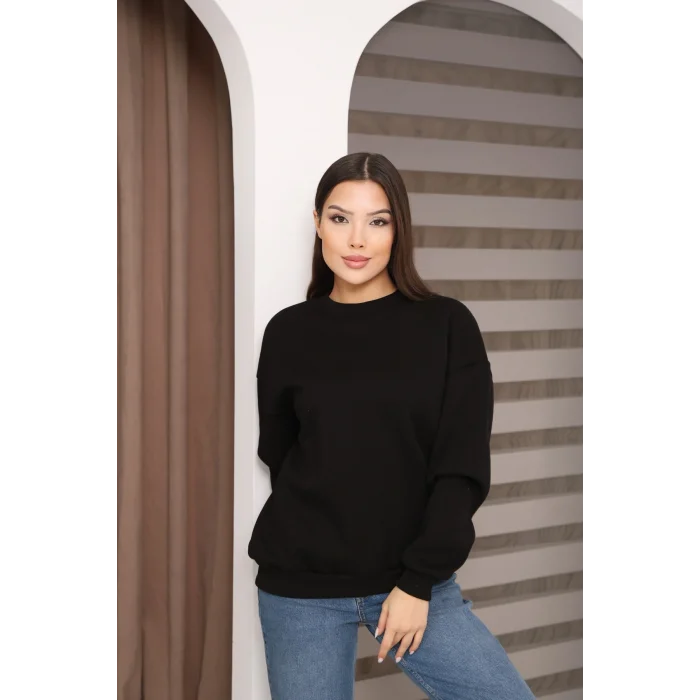 ÜÇ İPLİK ŞARDONLU BİSİKLET YAKA SWEATTSHİRT