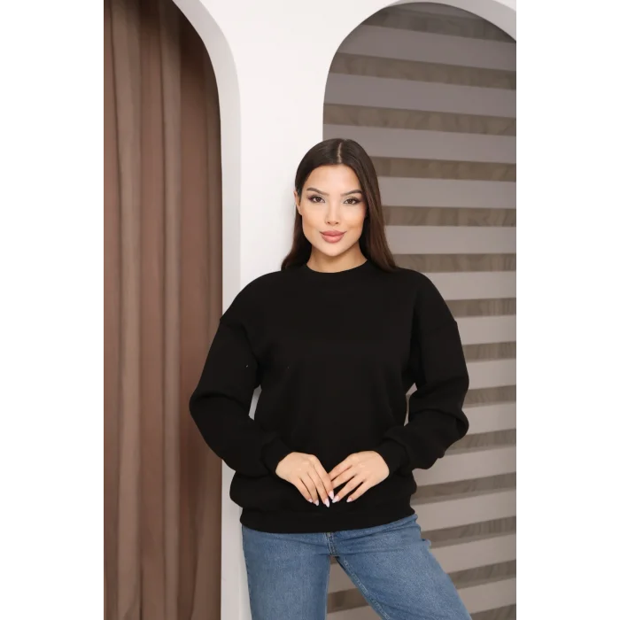 ÜÇ İPLİK ŞARDONLU BİSİKLET YAKA SWEATTSHİRT