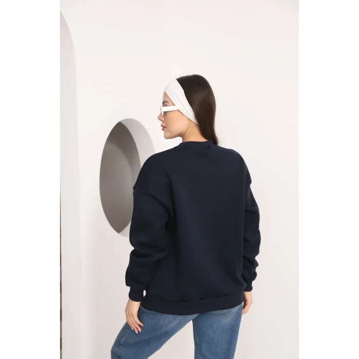 ÜÇ İPLİK ŞARDONLU BİSİKLET YAKA SWEATTSHİRT