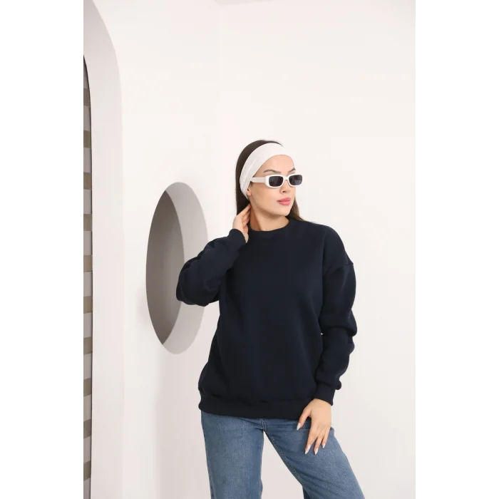 ÜÇ İPLİK ŞARDONLU BİSİKLET YAKA SWEATTSHİRT