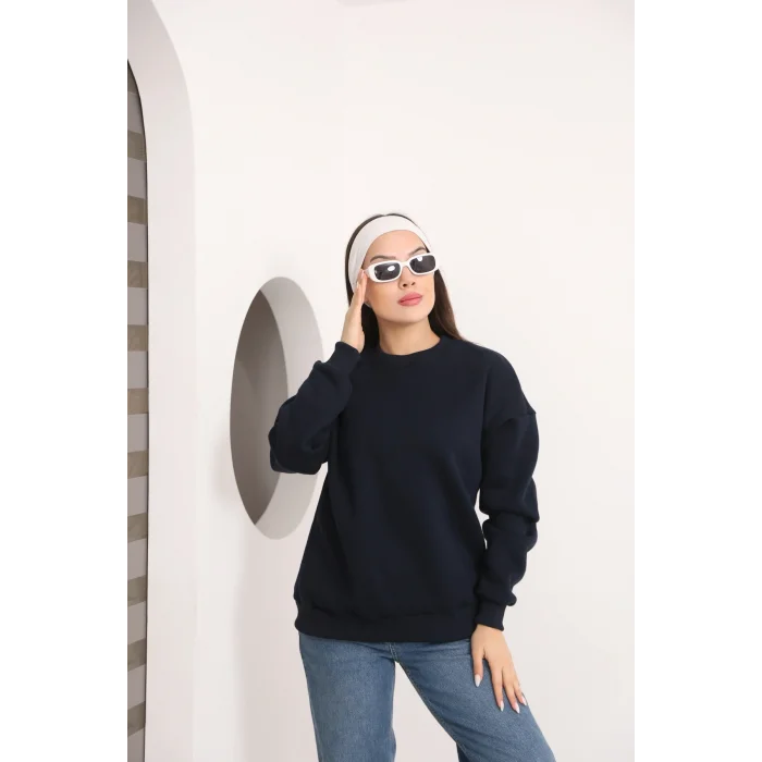 ÜÇ İPLİK ŞARDONLU BİSİKLET YAKA SWEATTSHİRT