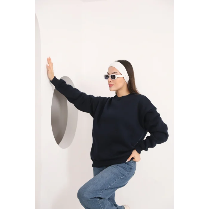 ÜÇ İPLİK ŞARDONLU BİSİKLET YAKA SWEATTSHİRT