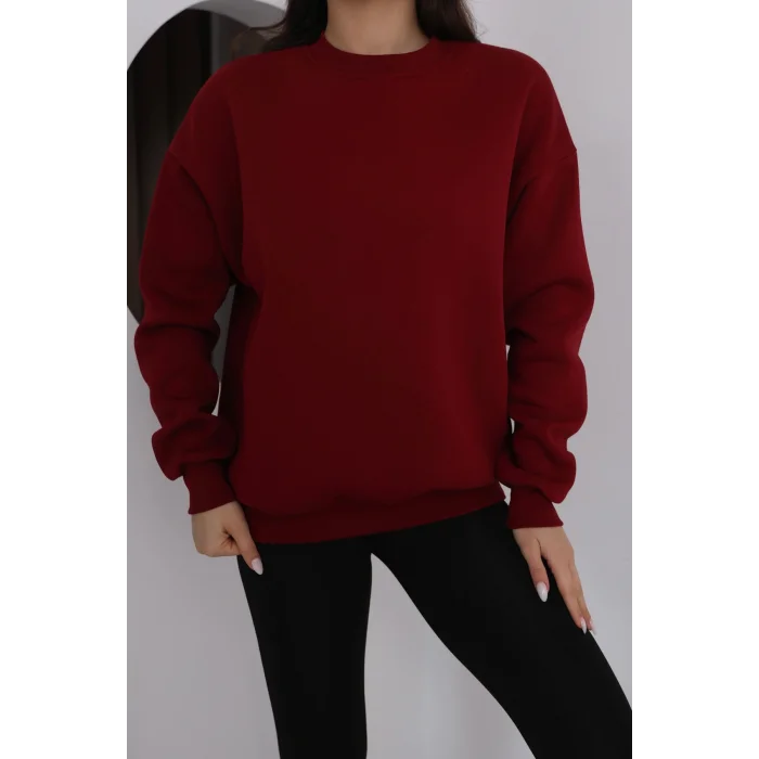 ÜÇ İPLİK ŞARDONLU BİSİKLET YAKA SWEATTSHİRT