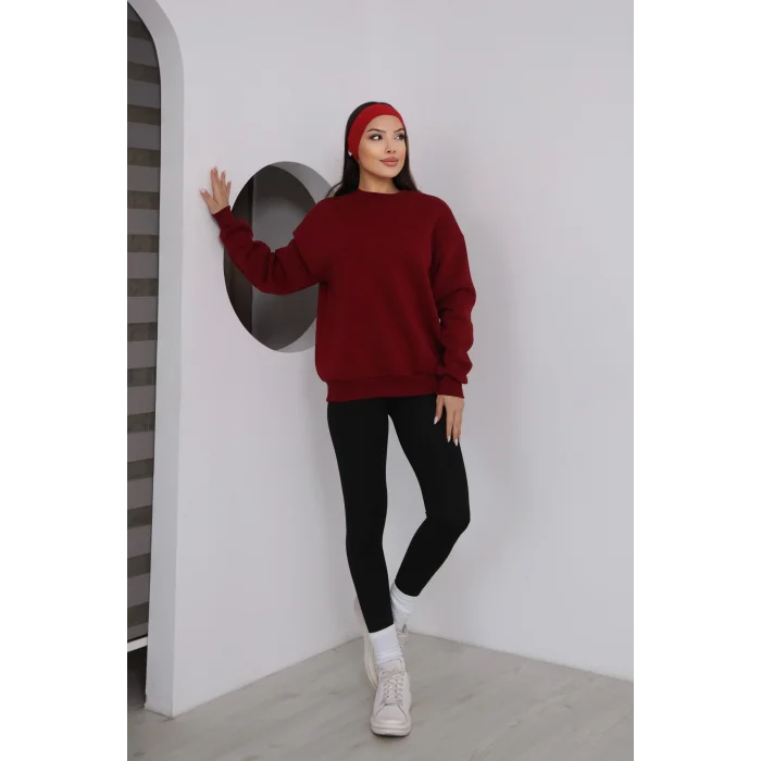 ÜÇ İPLİK ŞARDONLU BİSİKLET YAKA SWEATTSHİRT