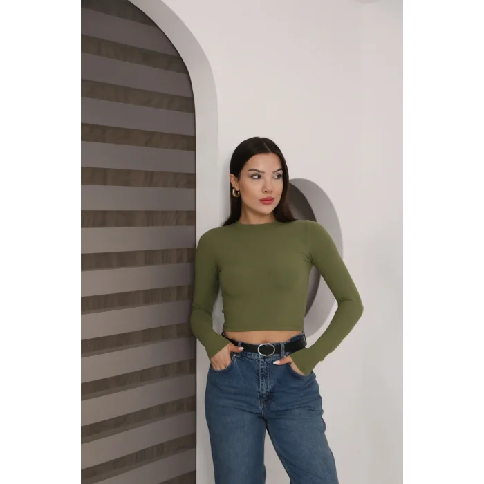 Kadın Bisiklet Yaka Crop Body