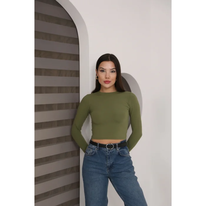 Kadın Bisiklet Yaka Crop Body