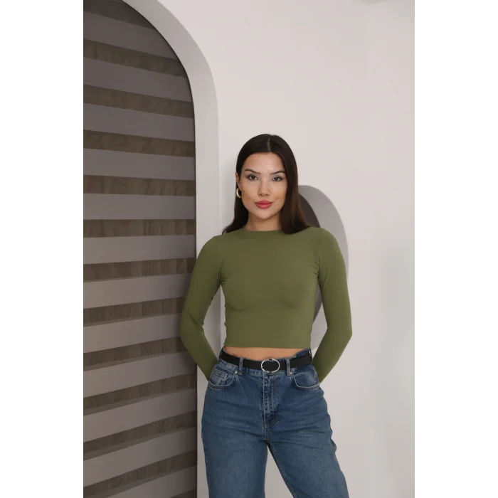 Kadın Bisiklet Yaka Crop Body