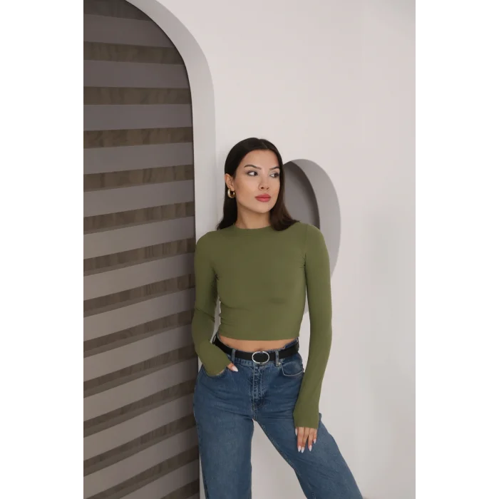 Kadın Bisiklet Yaka Crop Body