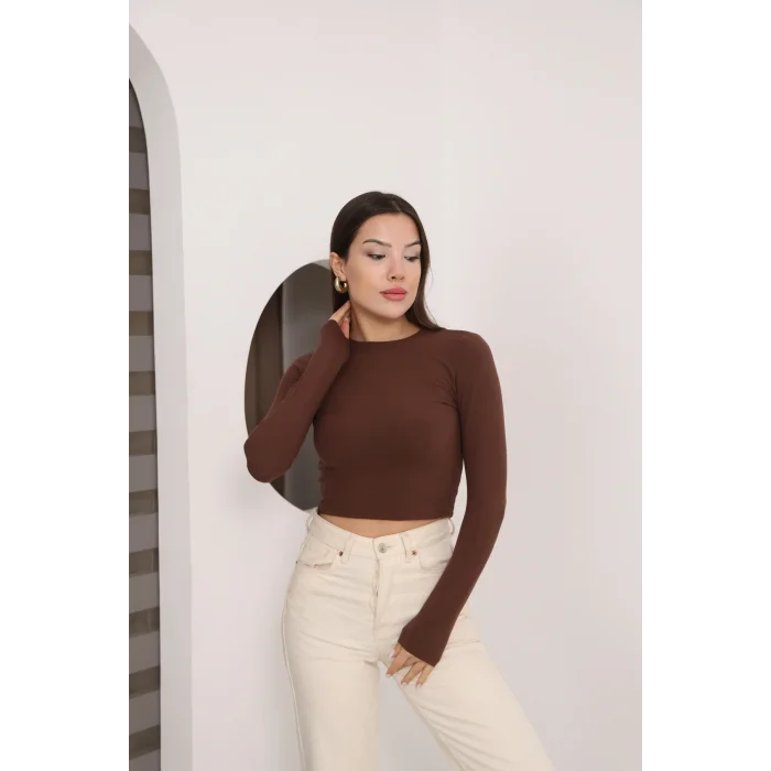 Kadın Bisiklet Yaka Crop Body