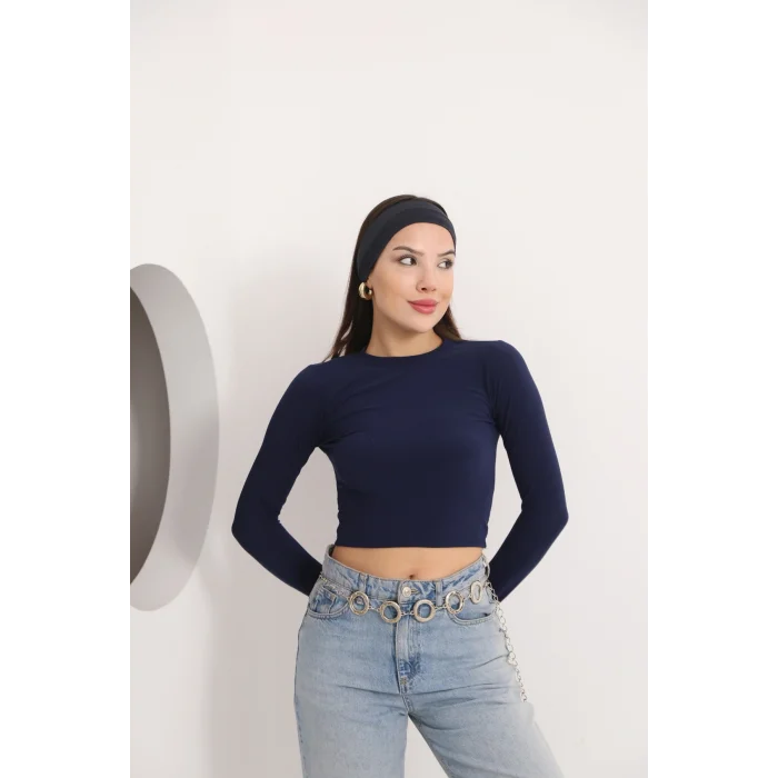 Kadın Bisiklet Yaka Crop Body