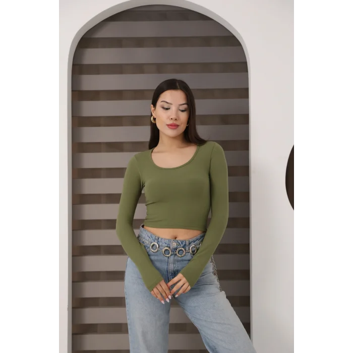 Kadın Kare Yaka Crop Body