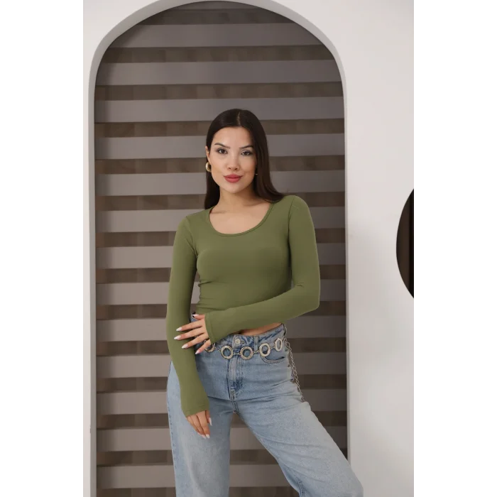 Kadın Kare Yaka Crop Body