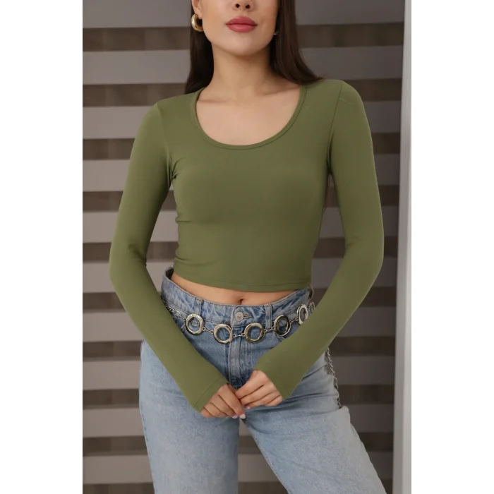 Kadın Kare Yaka Crop Body