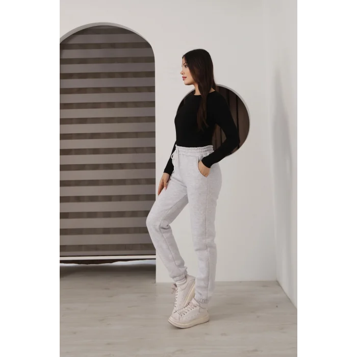 Üç iplik şardonlu paçası lastikli eşofman altı