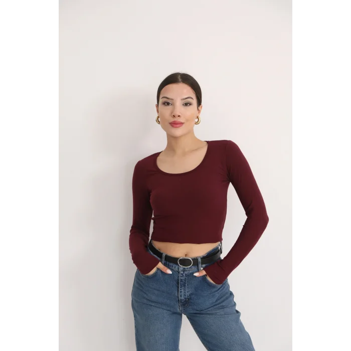 Kadın Kare Yaka Crop Body