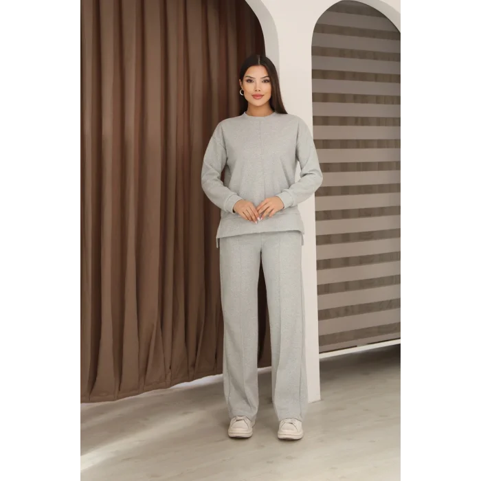 Kadın Çımalı Detaylı Selanik Kumaş Takım