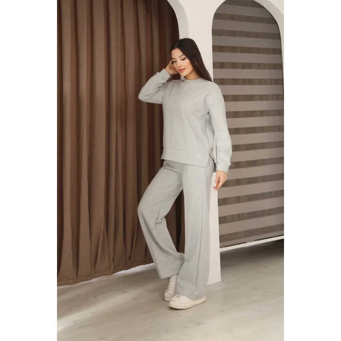 Kadın Çımalı Detaylı Selanik Kumaş Takım