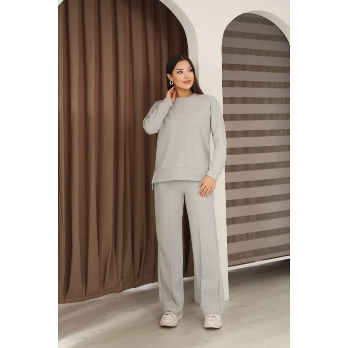 Kadın Çımalı Detaylı Selanik Kumaş Takım