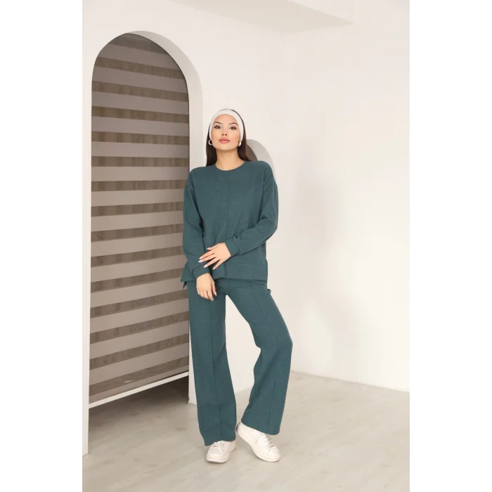 Kadın Çımalı Detaylı Selanik Kumaş Takım