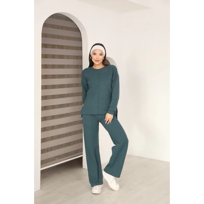 Kadın Çımalı Detaylı Selanik Kumaş Takım