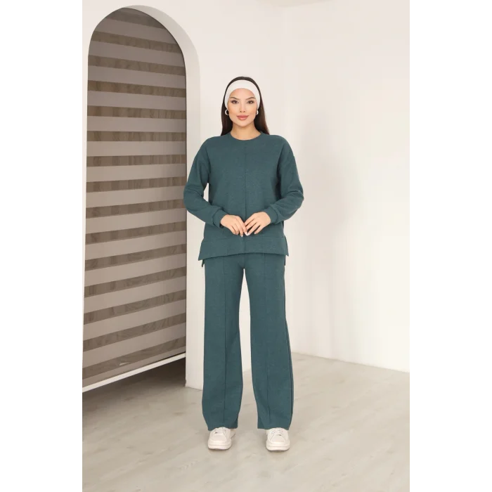 Kadın Çımalı Detaylı Selanik Kumaş Takım