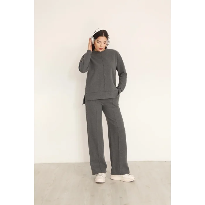 Kadın Çımalı Detaylı Selanik Kumaş Takım