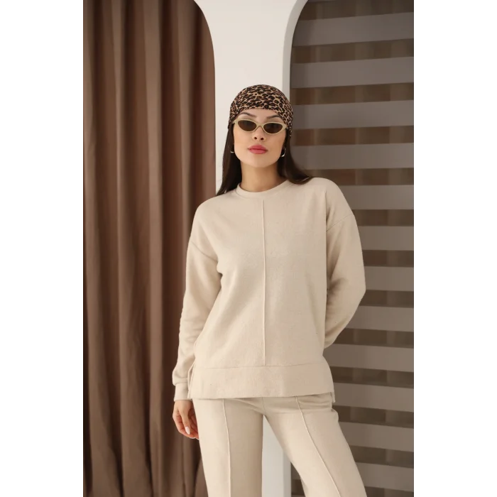 Kadın Çımalı Detaylı Selanik Kumaş Takım