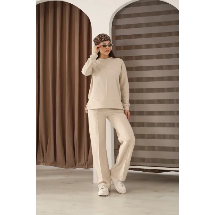 Kadın Çımalı Detaylı Selanik Kumaş Takım