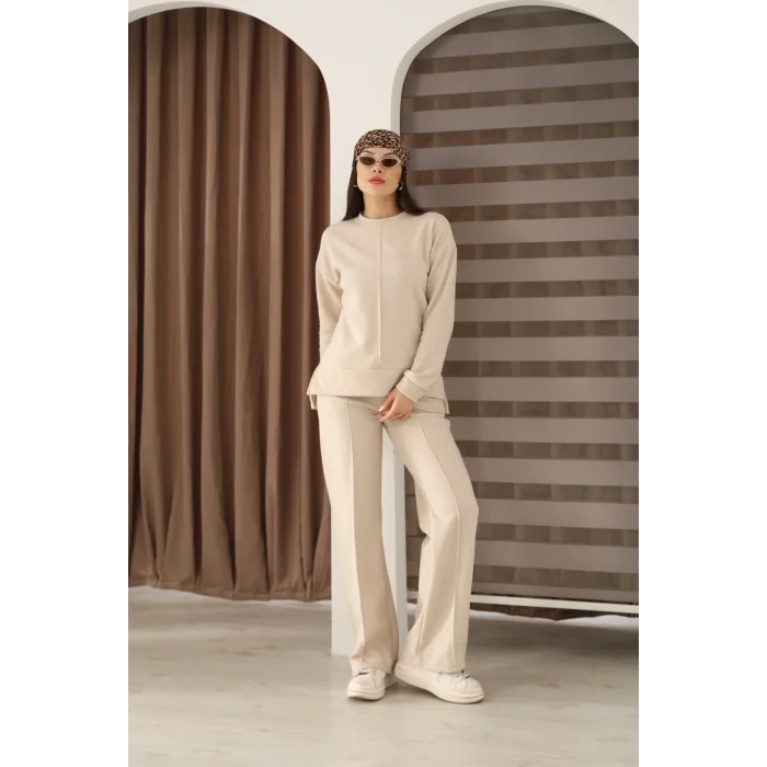 Kadın Çımalı Detaylı Selanik Kumaş Takım