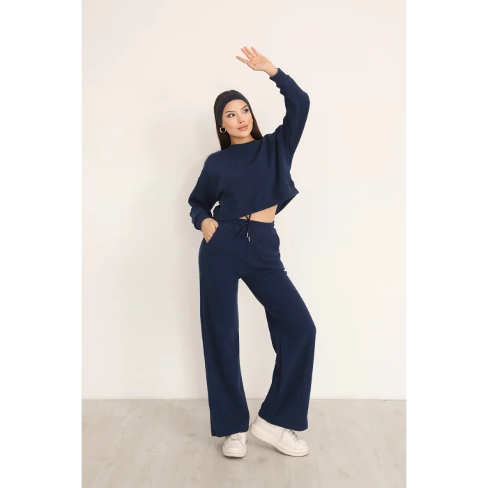 Kadın Crop Selanik Kumaş Takım