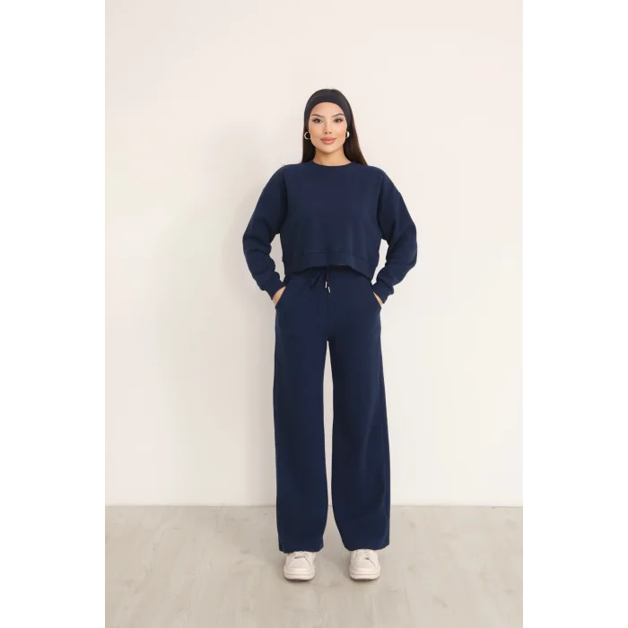 Kadın Crop Selanik Kumaş Takım