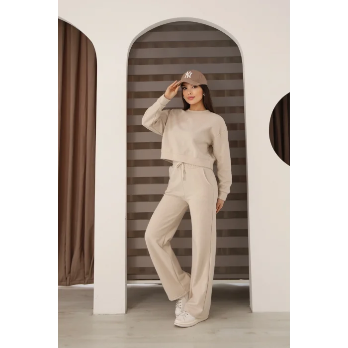 Kadın Crop Selanik Kumaş Takım