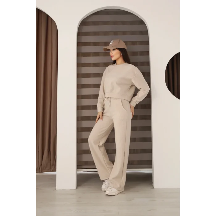 Kadın Crop Selanik Kumaş Takım