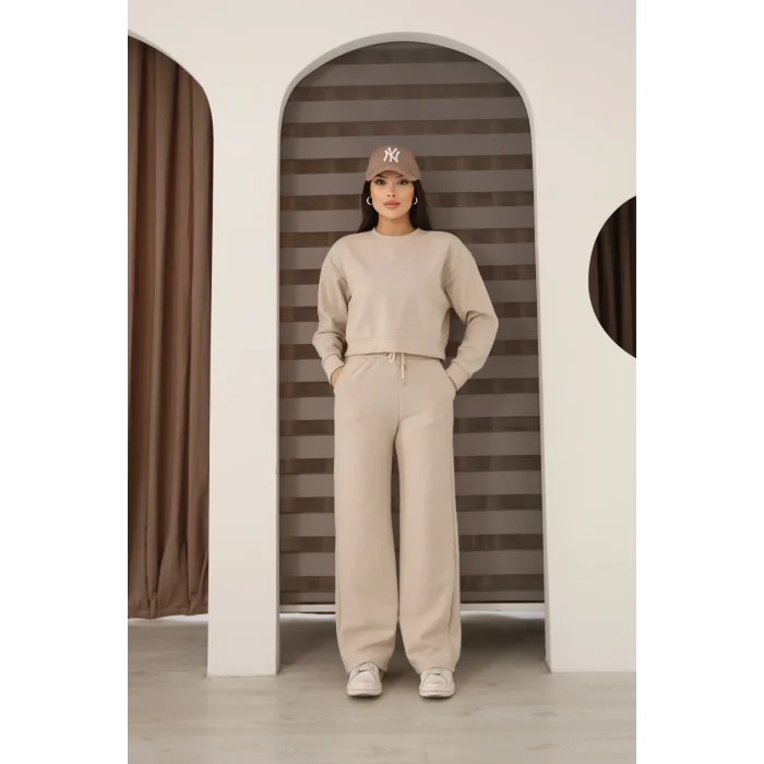 Kadın Crop Selanik Kumaş Takım