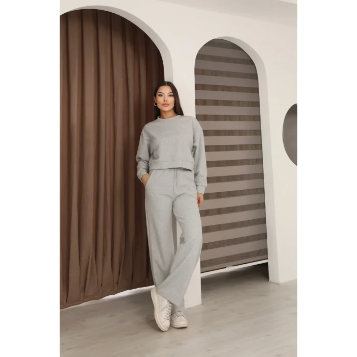 Kadın Crop Selanik Kumaş Takım