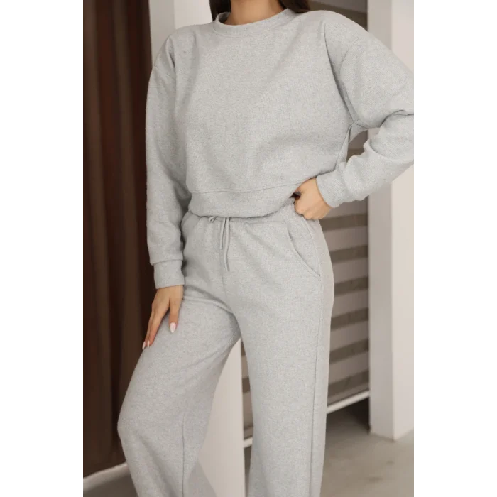 Kadın Crop Selanik Kumaş Takım