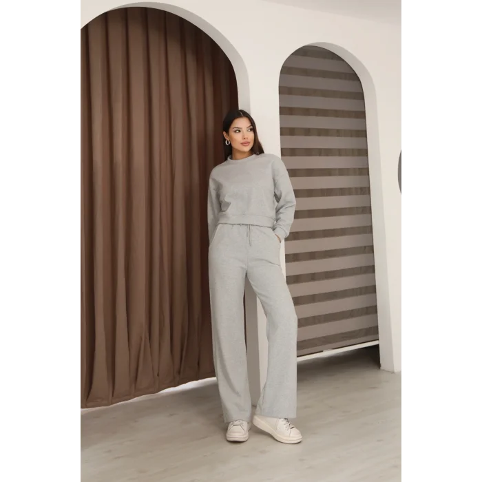 Kadın Crop Selanik Kumaş Takım