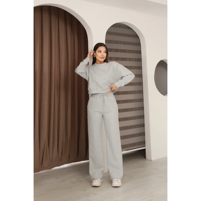 Kadın Crop Selanik Kumaş Takım