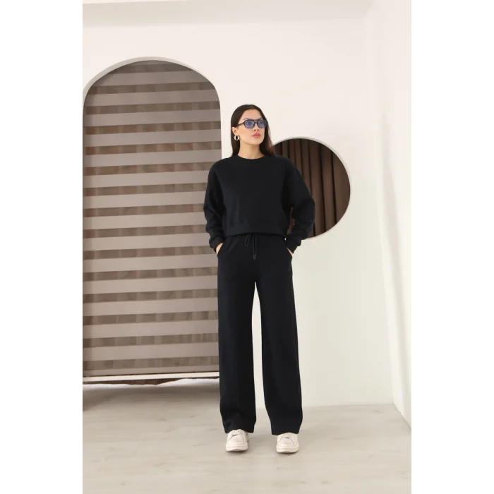 Kadın Crop Selanik Kumaş Takım